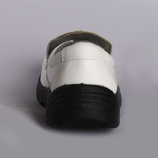 Unisex Low Cut Safety Shoes Smash Resistant Comfortable EVA Metal Eyelets White Upper Black Outsole