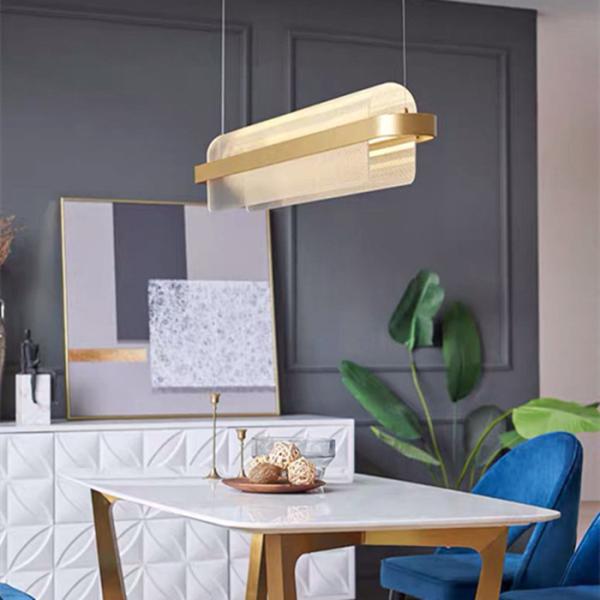 pintura dourada arqueada do hardware da areia do diodo emissor de luz + luz moderna acrílica do pendente