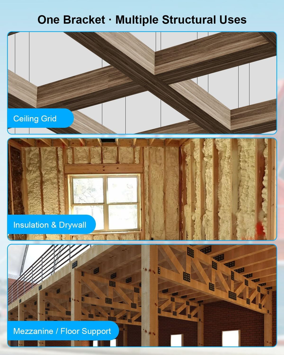 Shipping Container Brackets, Heavy Duty Stud Framing Kit for 2x4 2x6 Lumber | Interior Container Framing Support, Heavy Duty Steel Brackets for Insulation, Walls, Ceilings and DIY Conversion Projects