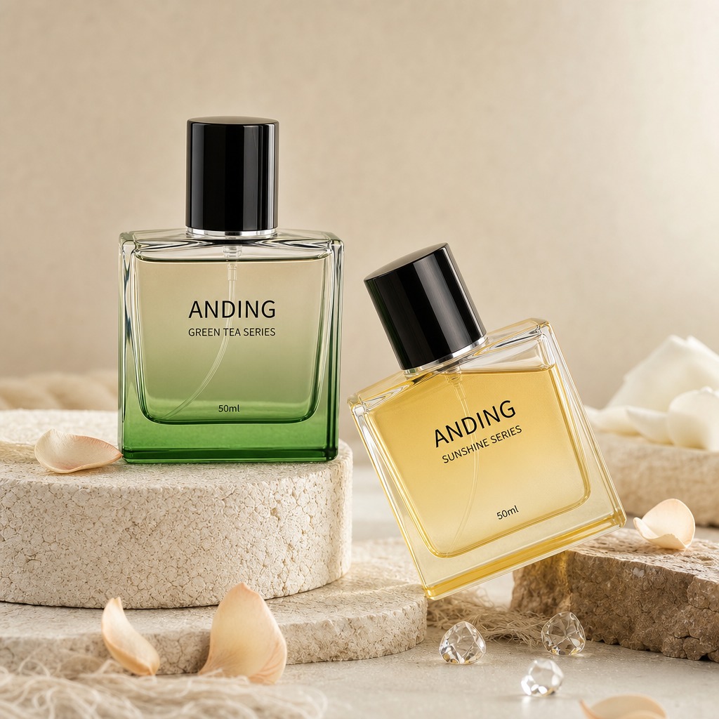 Perfume Bottle 50ml 100ml Square Glass Magnetic Cap Crimp Neck Empty Spray