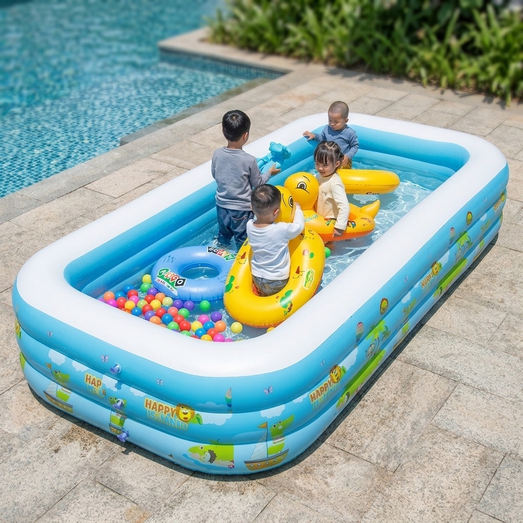 Inflatable Swimming Pool for Children Home Outdoor Use Extra-Large Family Pool Colorful Durable Thick PVC Constant Temperature
