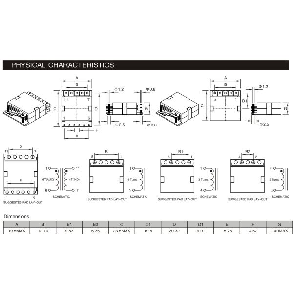 73A Surface Mount Transformer Planar Shape Pad Size 23.5mm * 19.5mm