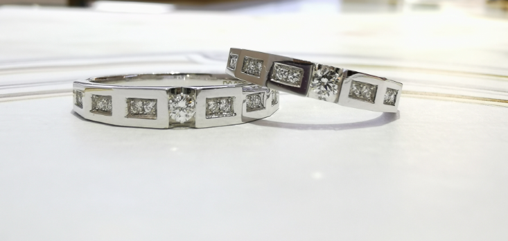 19mm White Gold Couple Rings