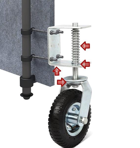 8-Inch Spring Gate Wheel 360 Degree Swivel Casters Kit Flat Free Tire And Suspension