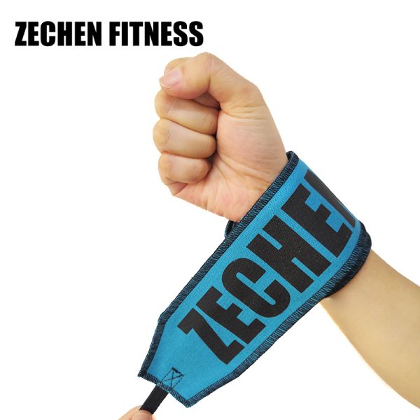 Blue Wrist Wraps Fitness For Weight Lifting Crossfit Training 100% Cotton Fabric