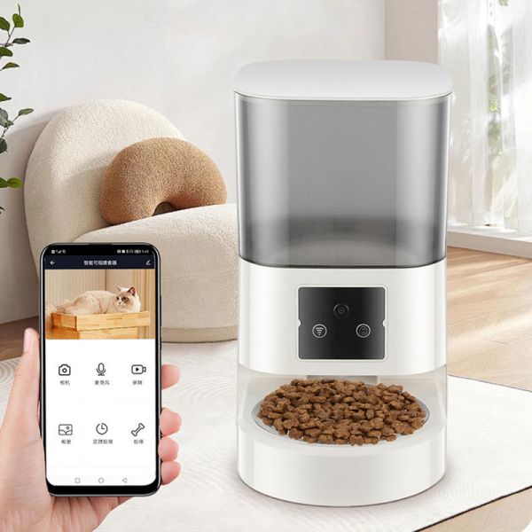 Wholesale Pet Products Smart Pet Feeder Double Bowls WiFi Automatic Food Dispenser App Control For Multi-Cat