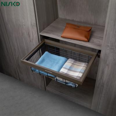 Pull out Wardrobe Accessories Storage Clothes Drawer Wire Basket 