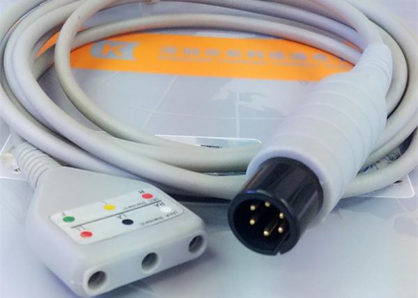 Gray Color 3 Lead Ecg Monitor Cable Excellent Compatibility CE Ul Iso