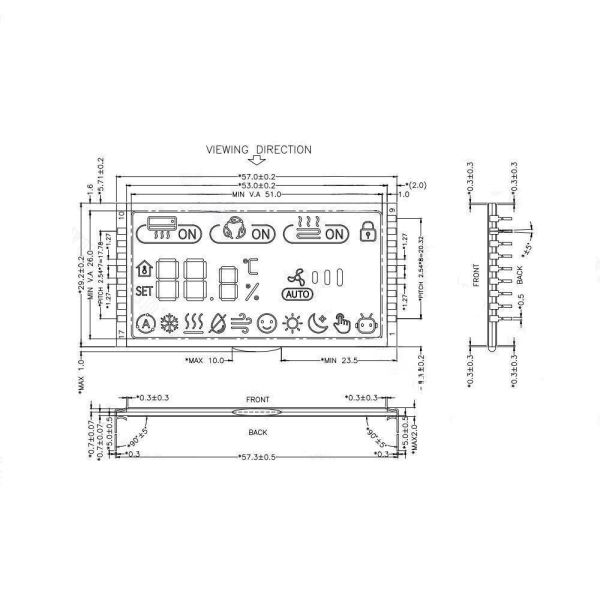 Настраиваемый сегмент VA LCD дисплейный модуль 1/4Duty 1/3Bias Pin Connecting