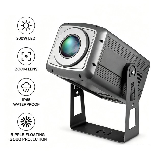 200W Outdoor LED Zoom Gobo Projector Ripple Floating Effect IP65 Waterproof