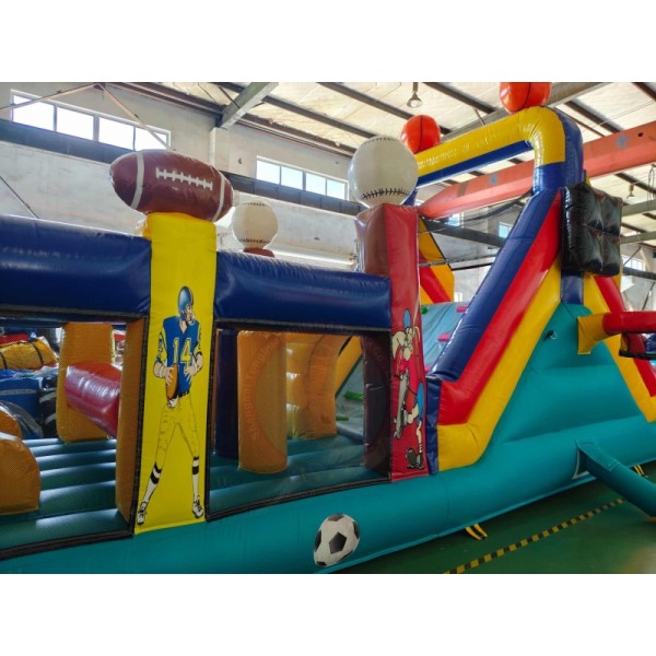 Inflatable Obstacle Course With Climbing Slides Tunnels And Racing Lanes for Outdoor Team Building Events And Challenge Projects