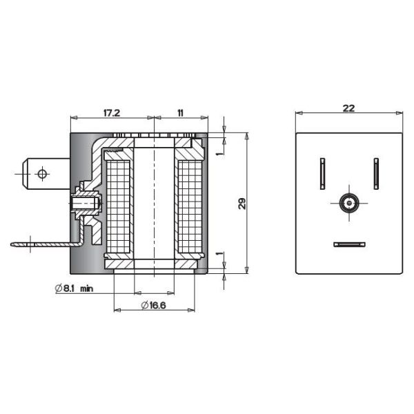 EVI 7/8 AMP 6.3 X 0.8 AMISCO Type Solenoid Coil 8mm Hole Size DC24V/AC220V