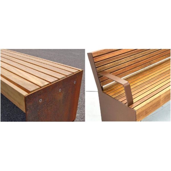 Суд Corten современного городского финиша ржавчины улицы стальной с деревянным местом