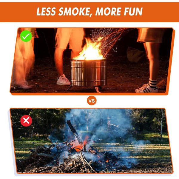 Wood Burning 304 Stainless Steel Portable Smokeless Fire Pit Bonfire Support Laser Cutting