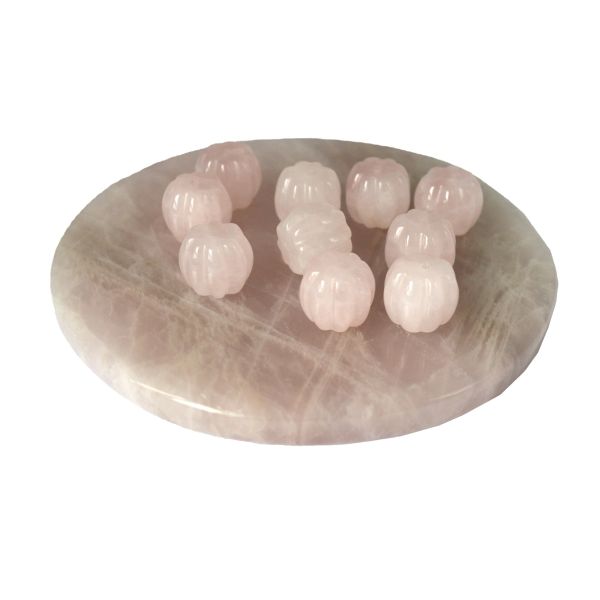 Natural Rose Quartz Coaster Crystal Round Gemstone for Table Plate Decoration Plate