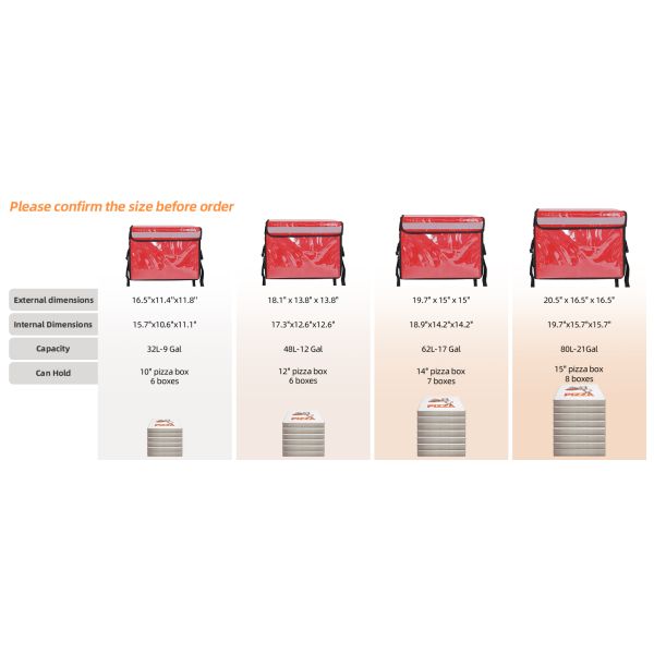 Large Rigid Insulated Delivery Food Bag Large Capacity Pizza Delivery Cooler Bag Backpack-style Delivery Insulated Box Large Capacity Foldable Waterproof