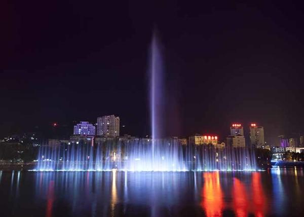 Exterior Musical Water Fountain With Led Lights Water Surface Application