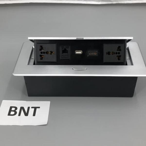 Video conference solution power changeable tabletop media pop up power outlet
