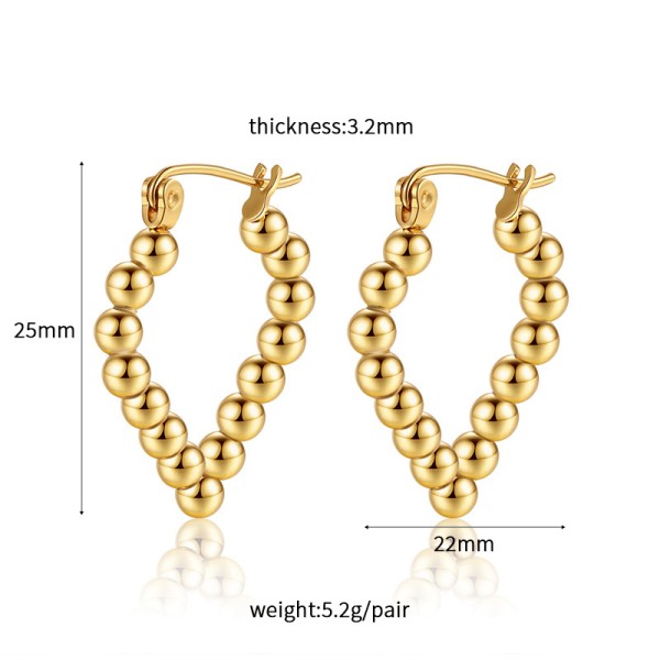 18K Vacuum Gold-Plated Fashion Stainless Steel Round Earring Female Geometric Earrings