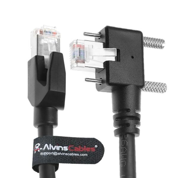 CAT6a SF UTP GigE d'Alvin 10m Angle Gauche à Verrouillage à Vis Vertical