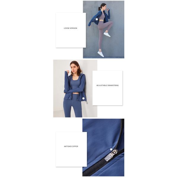 Drawstring молнии куртки куртки йоги женщин 220gsm Windproof задействуя регулируемый