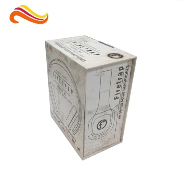 Magnetic Electronics Packaging Headphone Boxes , Hidden Hanger Color Paper Coated Packaging Box