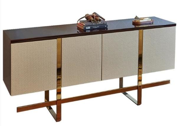 Gold Custom Hotel Room Dresser Stone Top With Metal Frame , 78W*24D*30H