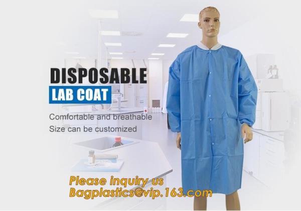 High Quality Lab Coats Disposable Medical Laboratory Coat Doctors SMS Disposable Lab Coat With Knit Cuffs and Collar