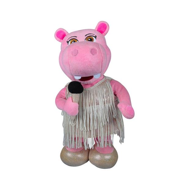 Unwashable Cute Plush Dolls Musical Hippo Design Embroidery Logo 12 Inch