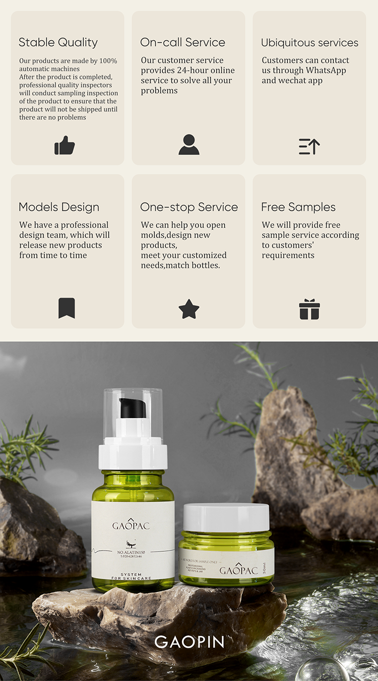 40ml 50ml 130ml Green Plastic Lotion Bottle Luxury Cosmetic Packaging Set