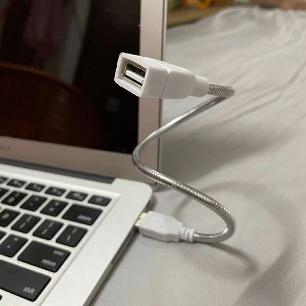 manguera de acero inoxidable de metal flexible de hombre a mujer cable de extensión de adaptador de carga USB para ventilador de luz led