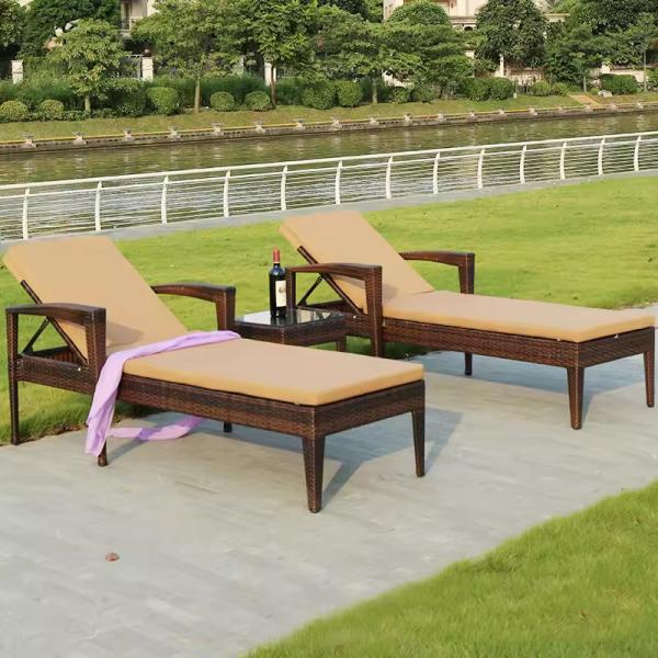 Customized Outdoor Furniture Single Sun Lounger for Patio Hotel Rattan