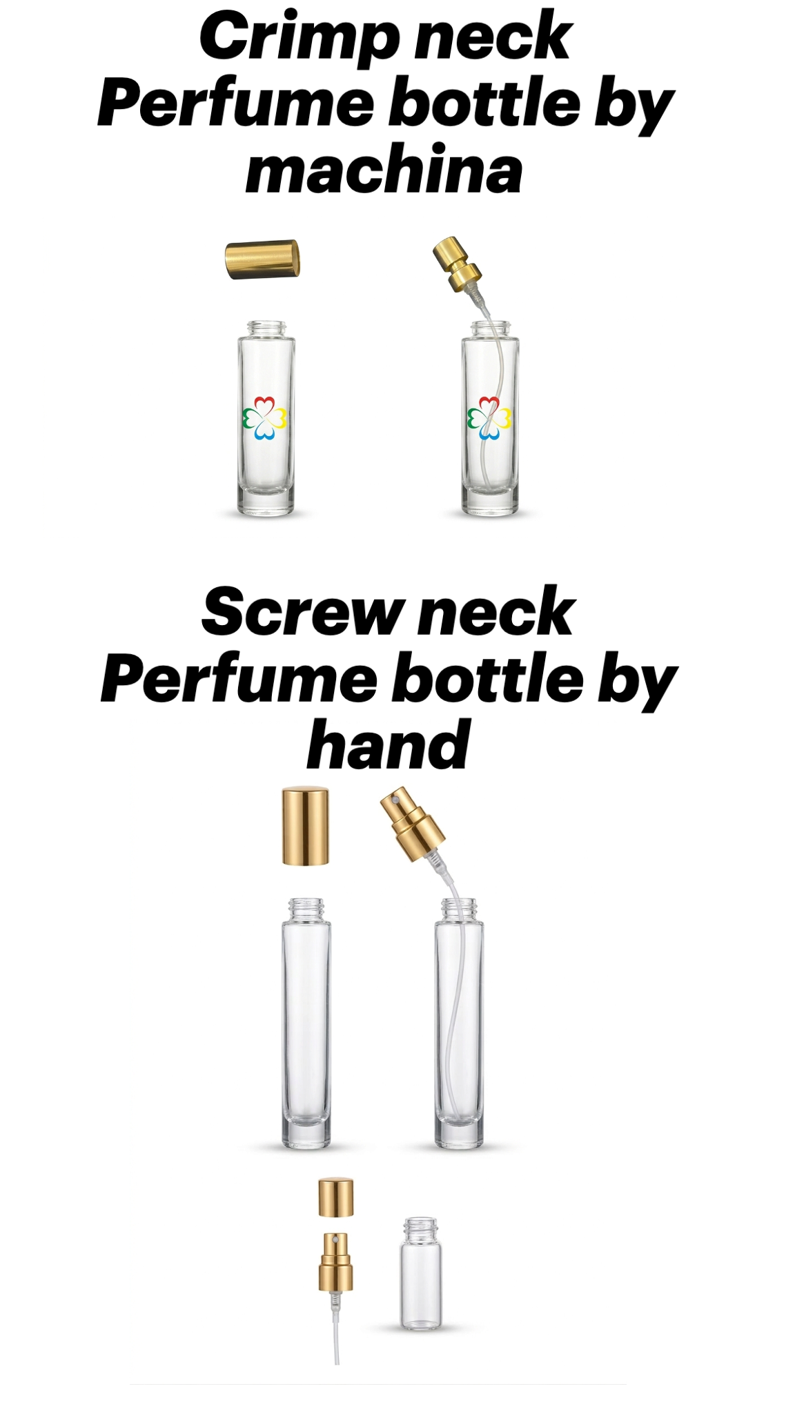 New Mould 10ml 15ml Pressing Type Crimp Neck Thick Glass Perfume Bottle with Fine aluminum Mist Sprayer and Cap Full Set Wholesale Luxury Empty Fragrance Spray Bottle