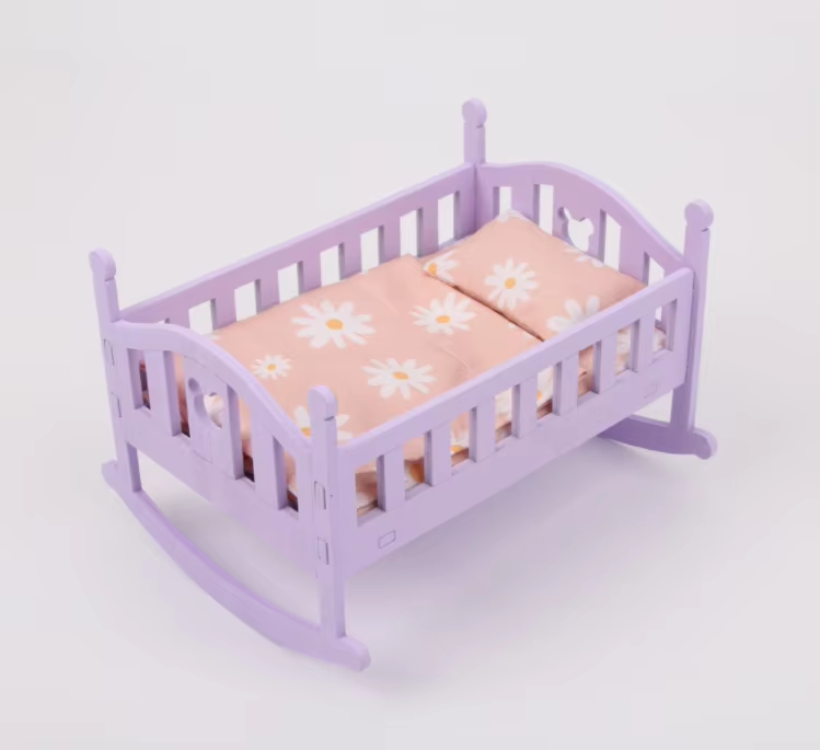 Wooden Doll House Bed Baby Crib for 6 inch Dolls Must-Have Doll Accessories for Kids