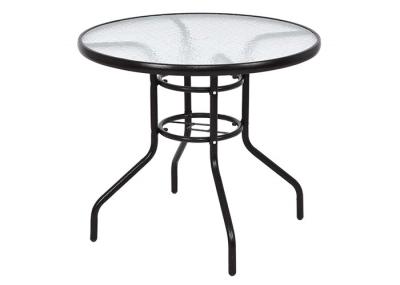 Sturdy Frame Tempered Glass Garden Table , Round Tempered Glass Patio Table