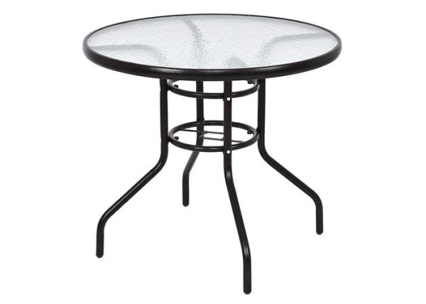 Sturdy Frame Tempered Glass Garden Table , Round Tempered Glass Patio Table