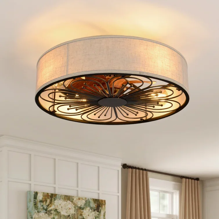 Indoor Remote Control 6-Speed living room 19 Inch Fabric Craft Ceiling Fan With Light (WH-CLL-60)