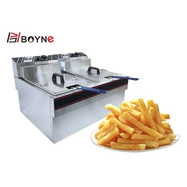 Hotel Commercial Kitchen Cooking Equipment Snack Food Double Tank Desk Top Fryer 22L