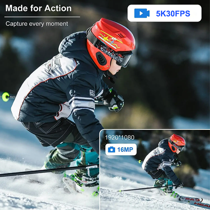 4K Ultra HD Waterproof Action Camera With EIS Image Stabilisation WiFi