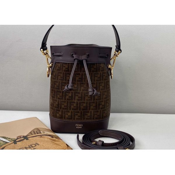 Drawstring Coffee Small Leather Crossbody Bag Old Flower Pattern