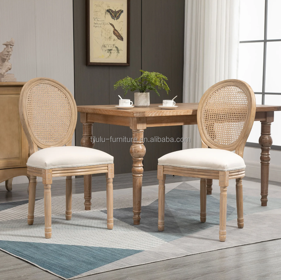 Rubber Wood Frame Material Nordic Upholstery Banquet Louis Chair for Living Room Weddings