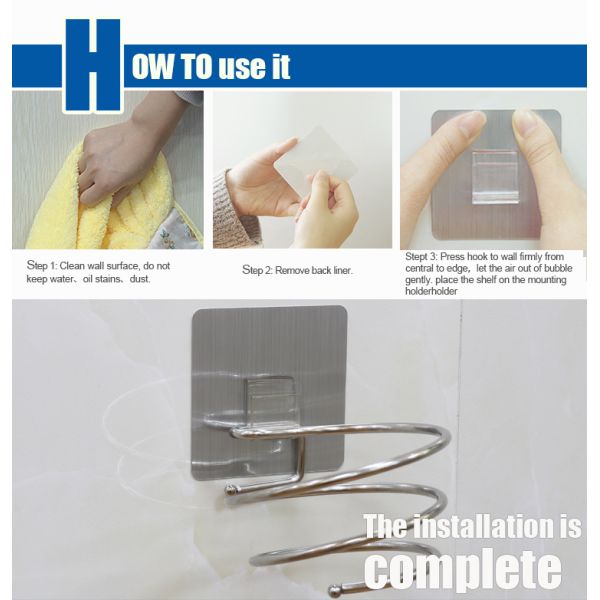 Wall Mounted Hanging Fittings Hair Dryer Holder Bath Accessories