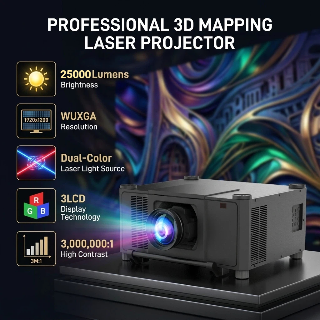 25000 Lumens WUXGA 3LCD Dual Color Laser Projector 3D Mapping Large Venue Display