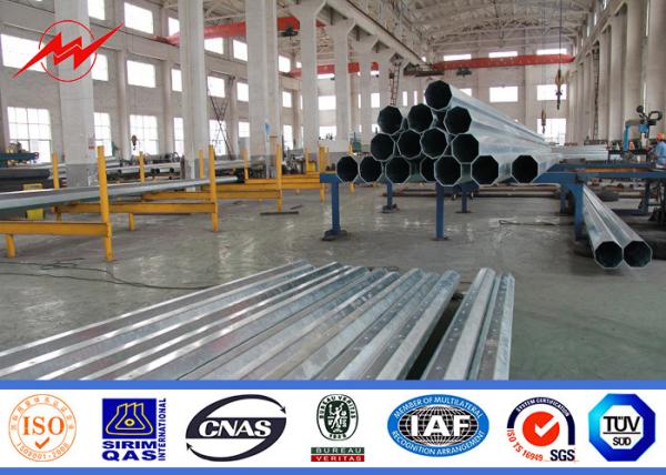 ISO 9001 Steel Metal Power Pole For 10M 33kv Transmission Line