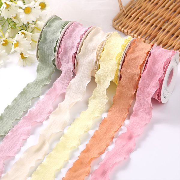 40мм Валентинская цветная юта лента льна морщины края юта решетки лента