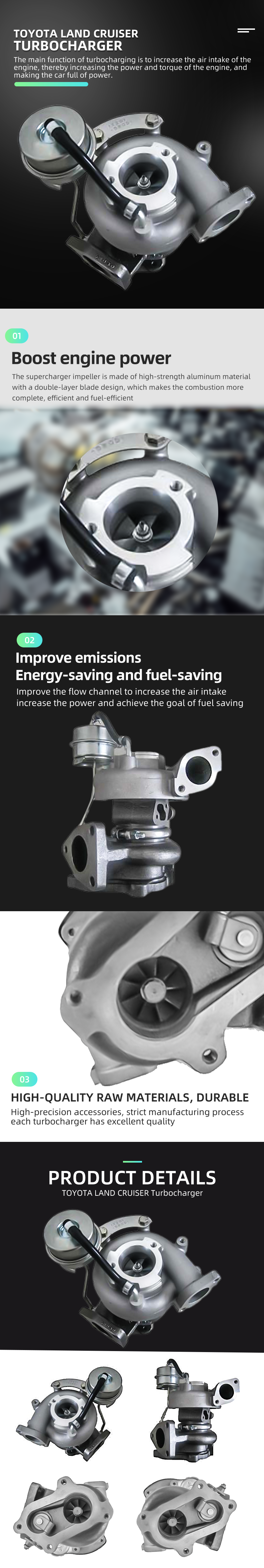 CT12B Car Engine Turbocharger 17201-58040 For Toyota Land Cruiser