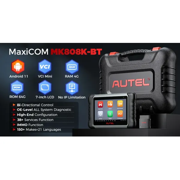 Autel MaxiCOM MK808KBT PRO OBD2 Scanner Automotivo Car Diagnostic Scan Tool MK808K-BT OBD 2 Code Reader Key Coding Activ