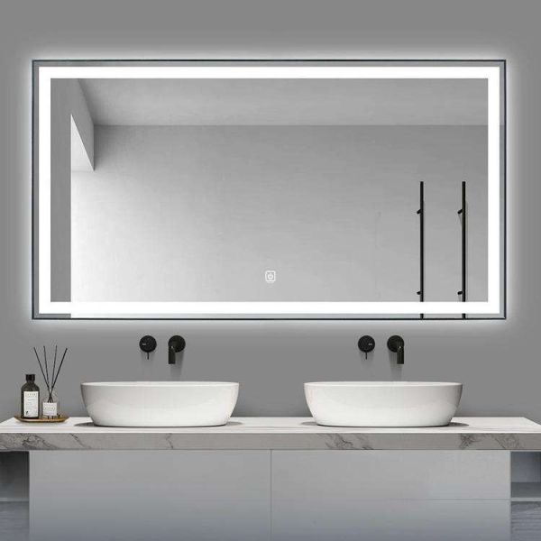 Kingstin Luxury Custom Stainless Steel Smart LED Bathroom Mirror | Dimmable, Anti-Fog & Bluetooth | Backlit Wall Vanity Mirror