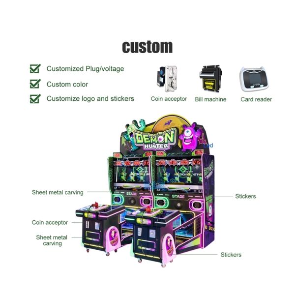 Coin Operated Indoor Play Equipment For Adults Children Shooting Game Double Players Demon Hunter