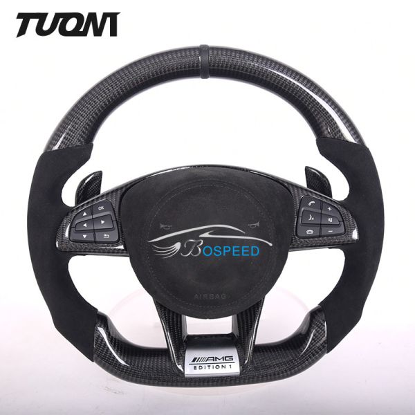 Alcantara Mercedes W205 Cla45 Steering Wheel Carbon Fiber Leather Design